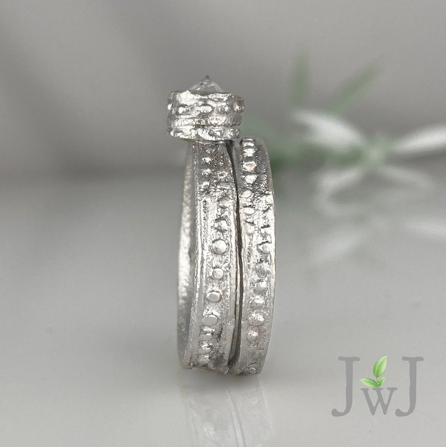 Aine Ancient Sands Wedding Band Set Recycled Gold Recycled Diamonds Eco Jewellery