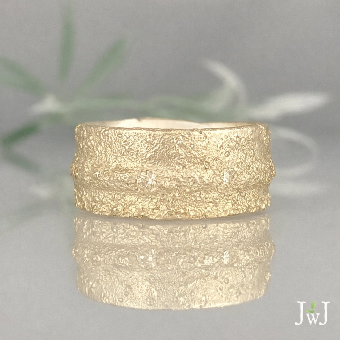 Wide Ocean Textured wedding Band