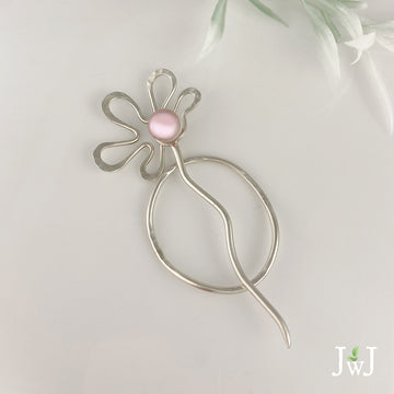 Pink Pearl Flower Shawl Pin