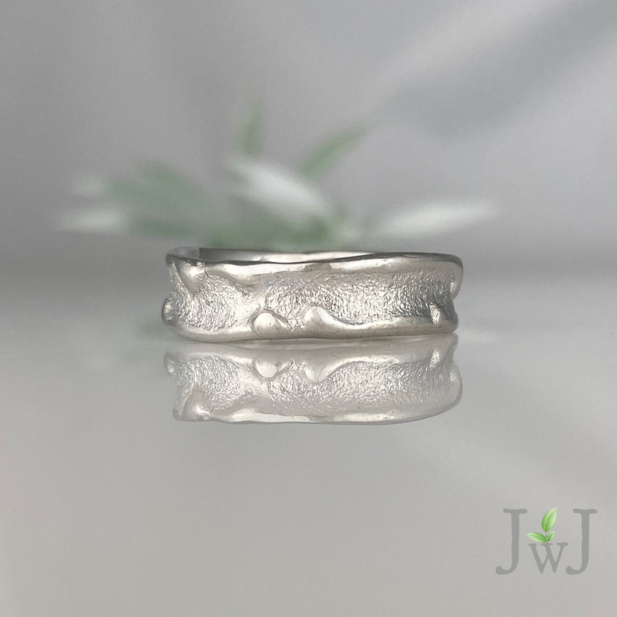 Sand Wave Wedding Ring Recycled Gold sandcast Jewellery