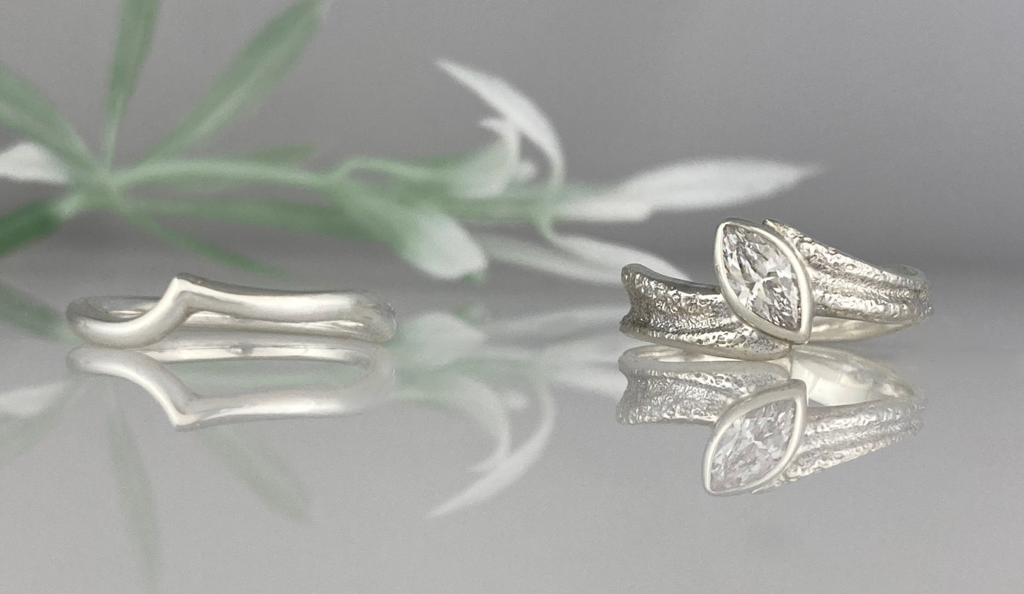 Melite Ancient Sea Wedding Band set Recycled Gold Recycled Diamonds Ocean Inspired Jewellery