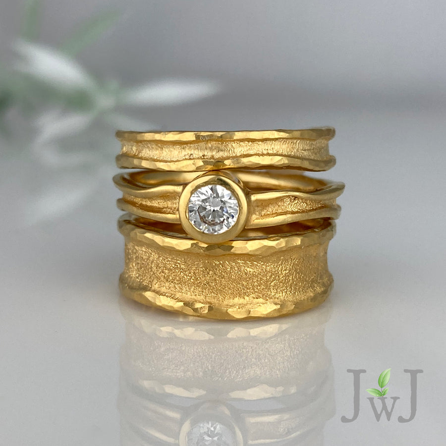 Engagement Ring Bridal Sandcast Recycled Gold Recycled Diamonds