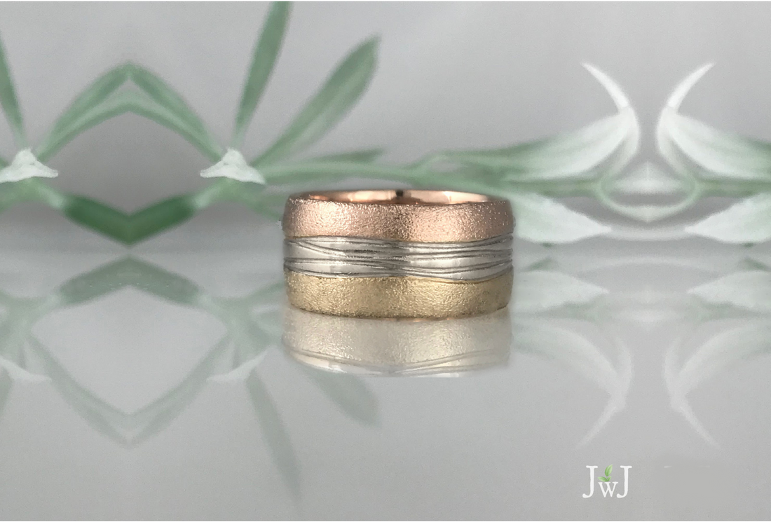 Tri coloured wedding band