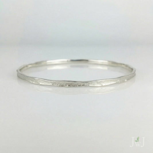 3mm wide Ancient Sands Wave Bangle ~ Sterling Silver