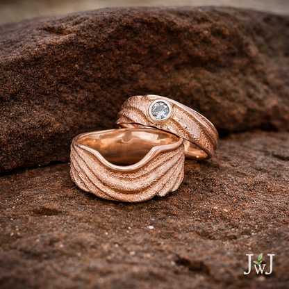 Ocean Inspired Sand Rose Gold Wedding Rings