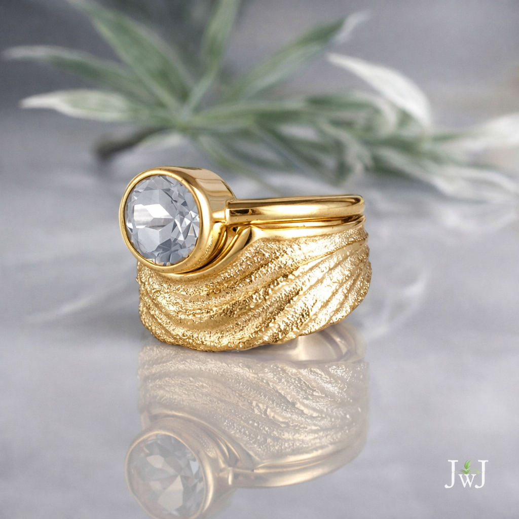 Ocean Inspired Wedding Ring Set