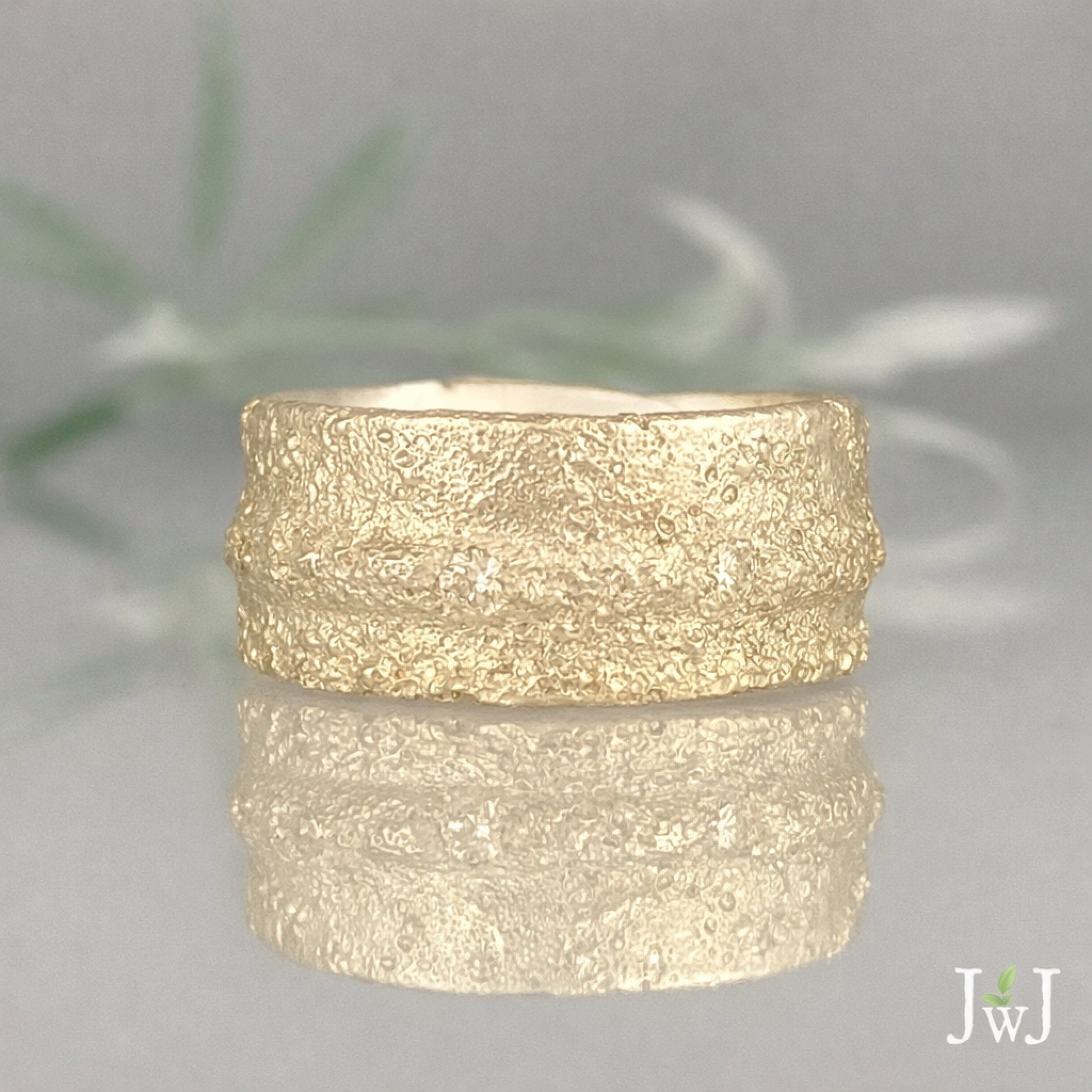 Wide Ocean Textured wedding Band