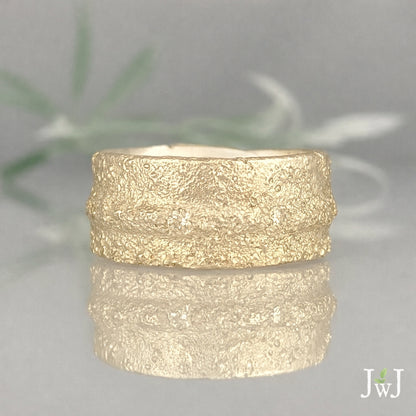 Wide Ocean Textured wedding Band