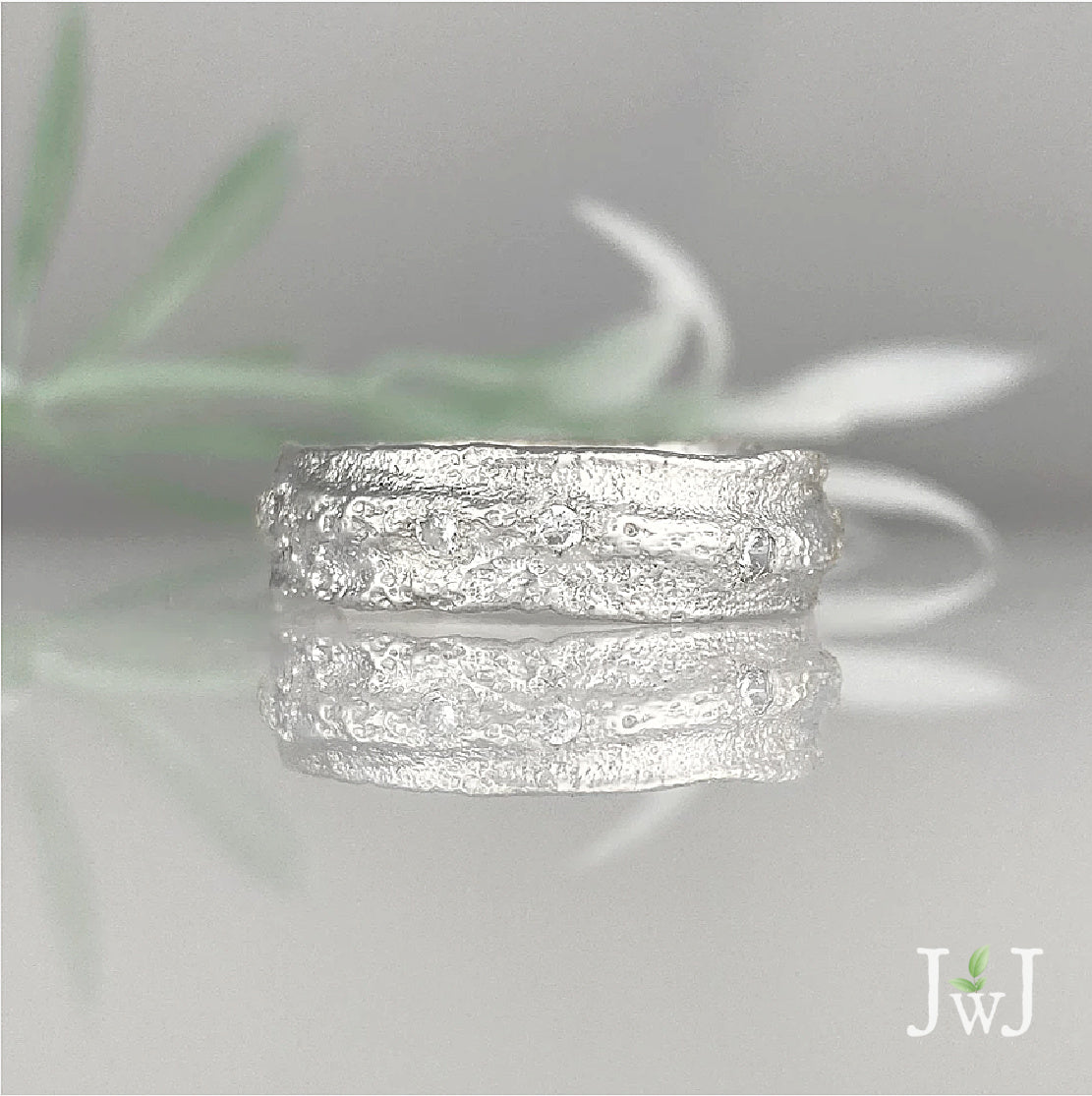 White Gold Sand-Textured Wedding Band