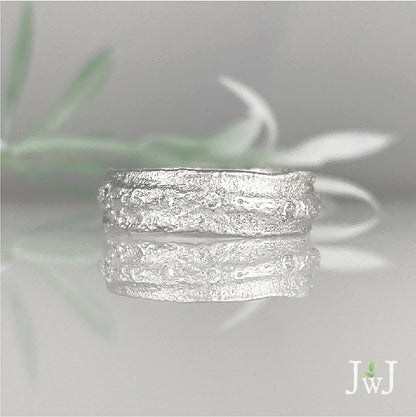 White Gold Sand-Textured Wedding Band