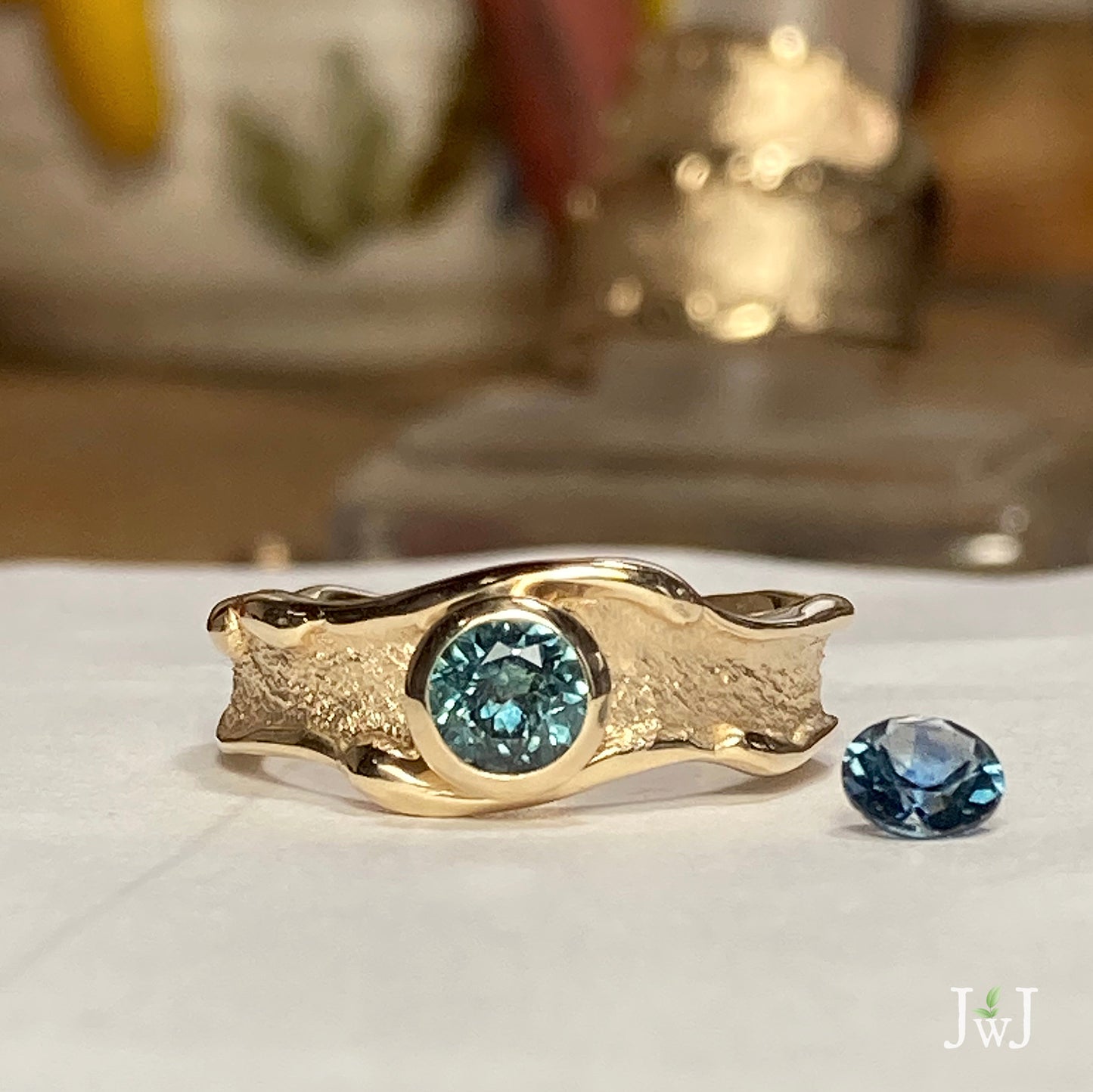 Sand Wave Engagement Ring Sandcast Montana Sapphire