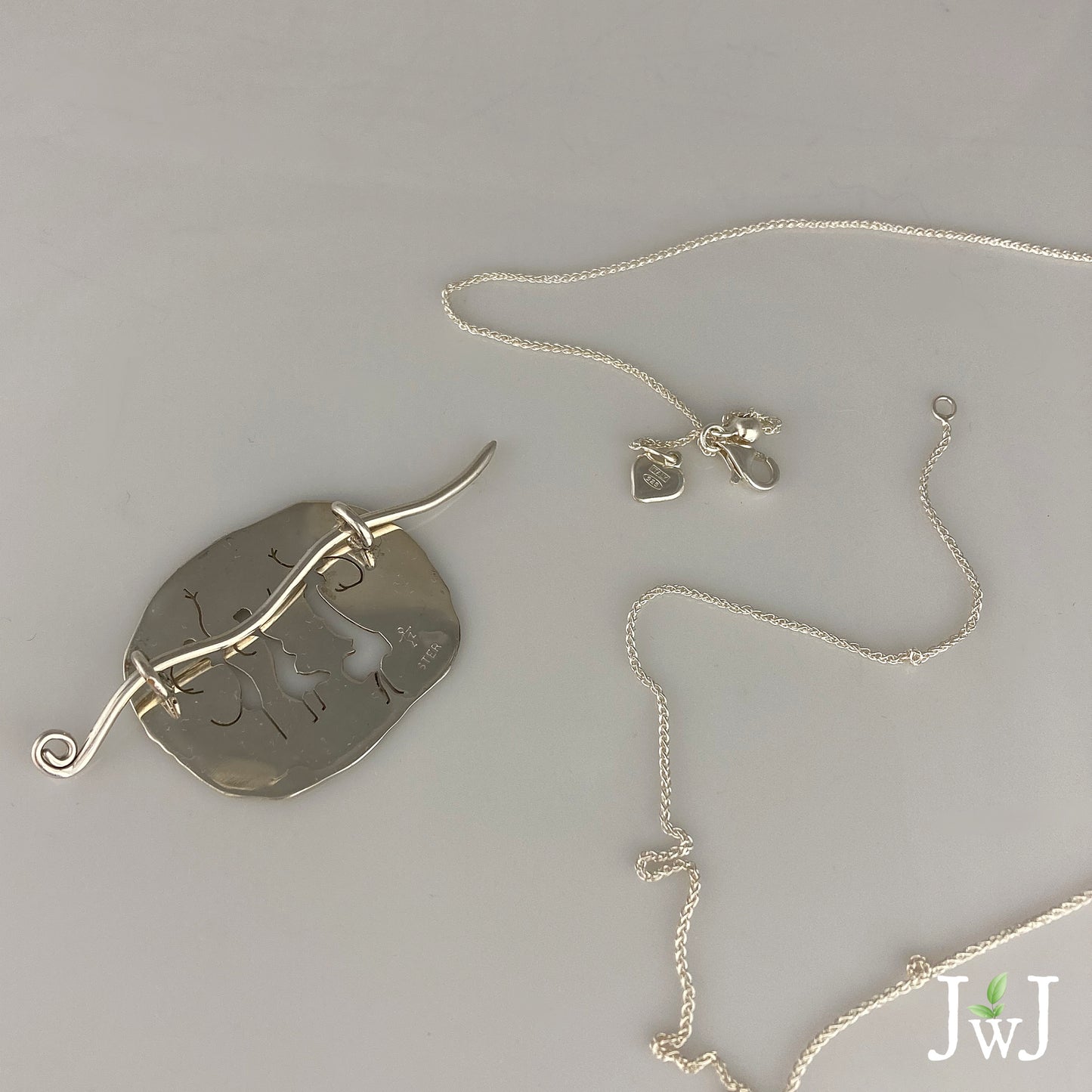 Shawl Pin necklace sterling silver
