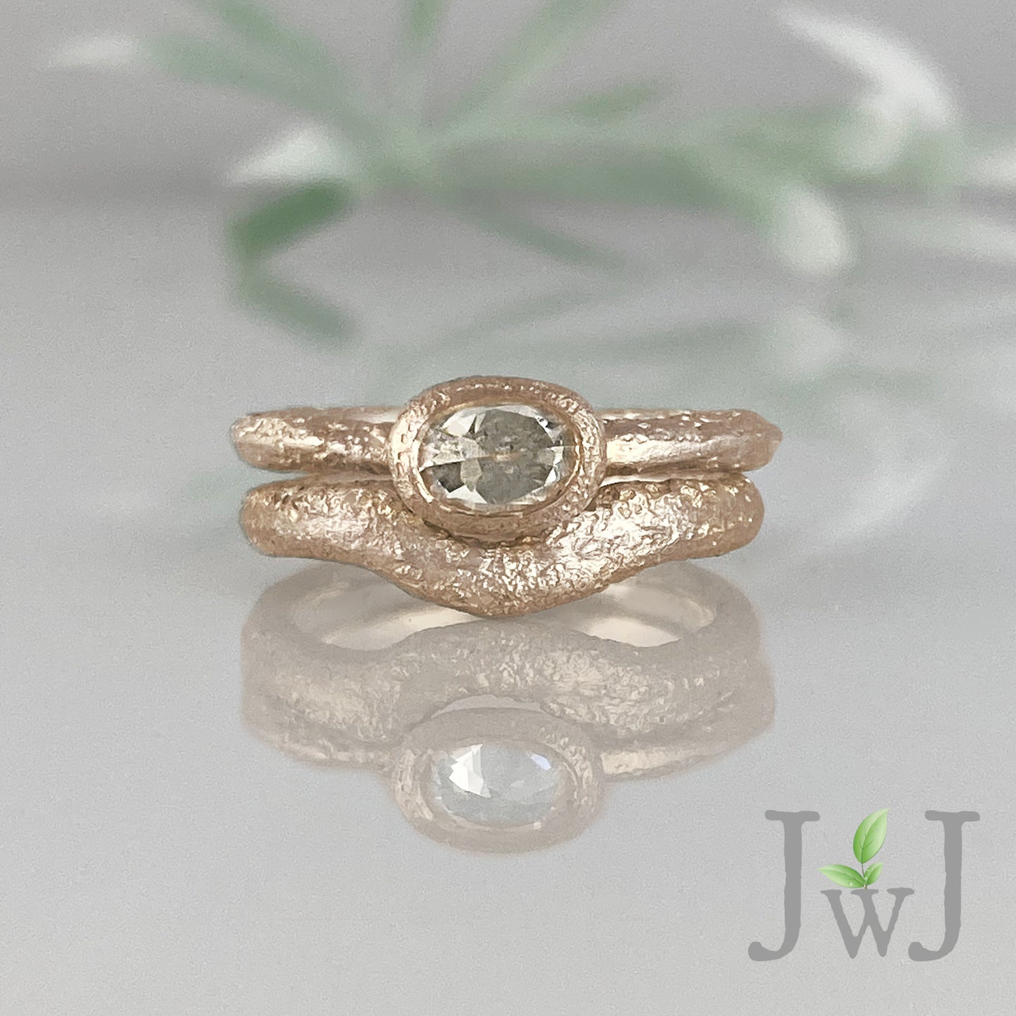 Eudore Ancient Sands Wedding Ring Set rose Gold Recycled Diamonds Recycled Gold Eco Jewellery