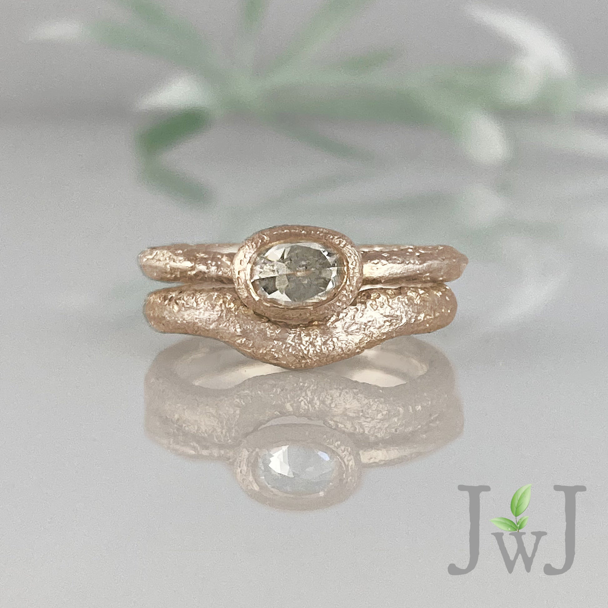Eudore Ancient Sands Wedding Ring Set rose Gold Recycled Diamonds Recycled Gold Eco Jewellery