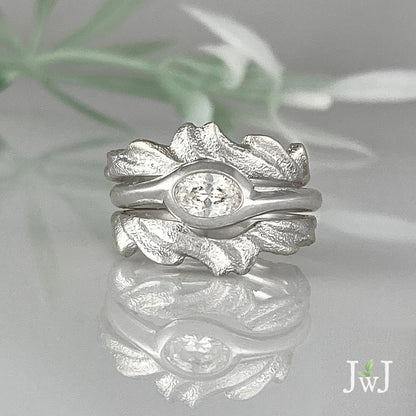 Galene Ancient Sea Wedding Ring Set Recycled Diamond Recycled Gold