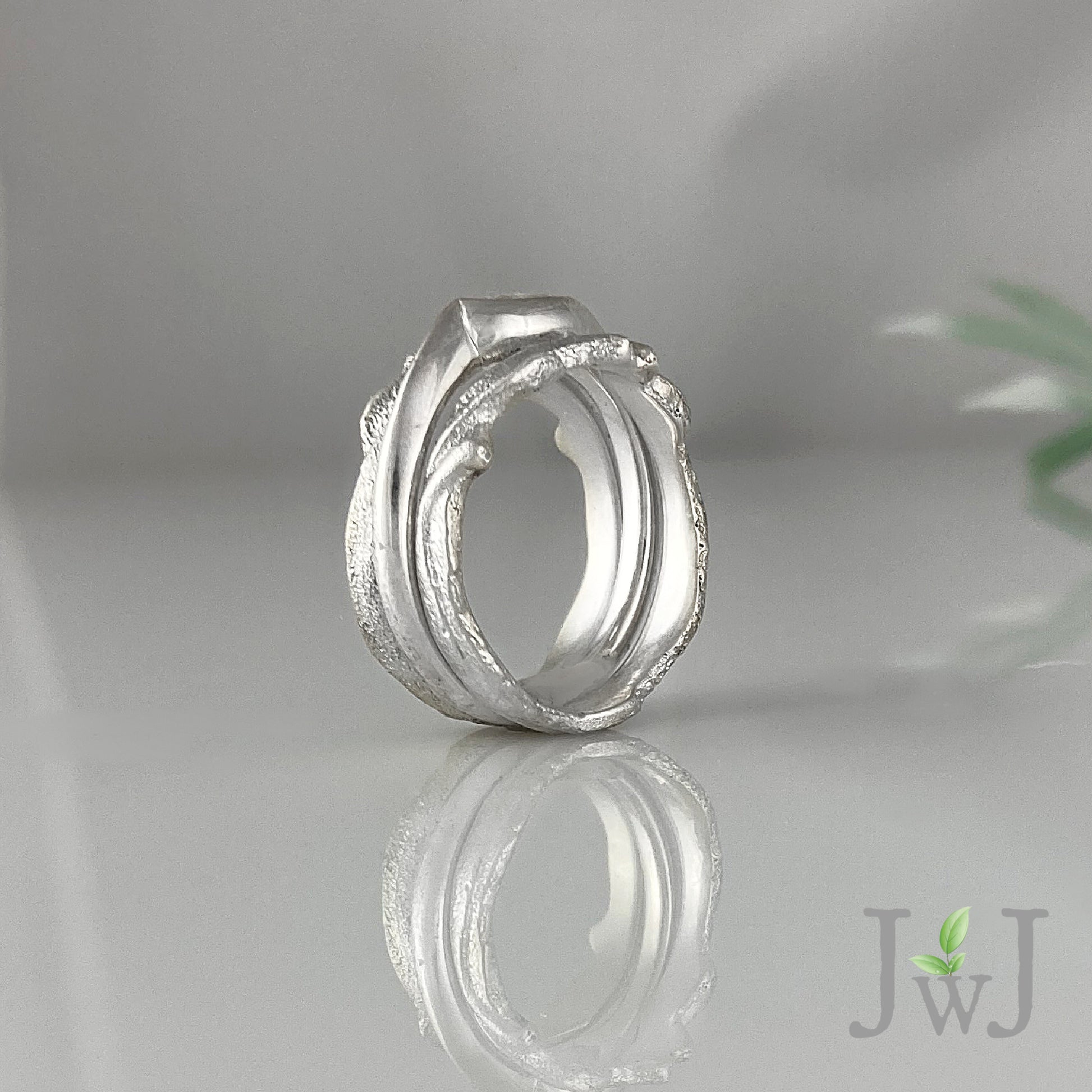 Galene Ancient Sands Wedding Ring Set Stacking Ring Recycled Diamond