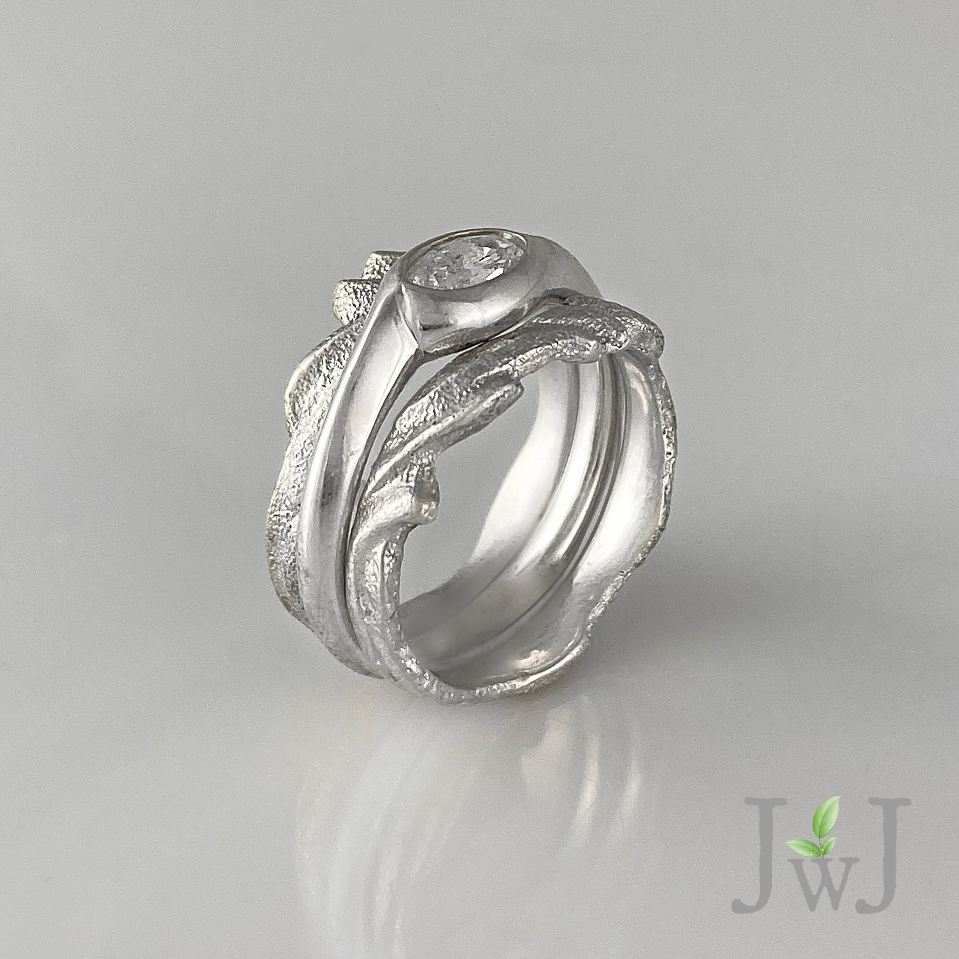 Galene Ancient Sands Wedding Ring Set Stacking Ring Recycled Diamond