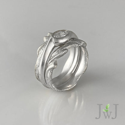 Galene Ancient Sands Wedding Ring Set Stacking Ring Recycled Diamond