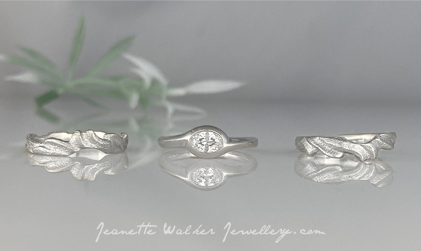 Galene Ancient Sea Wedding Ring Set Recycled Diamond Recycled Gold