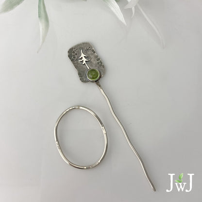 Peridot Tree Shawl Pin