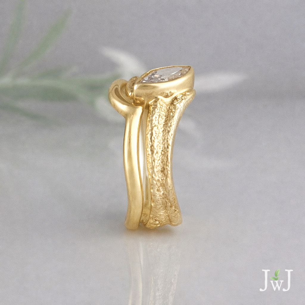 Melite Ancient Sands Wedding Ring Set Recycled Diamonds Eco Wedding Bands