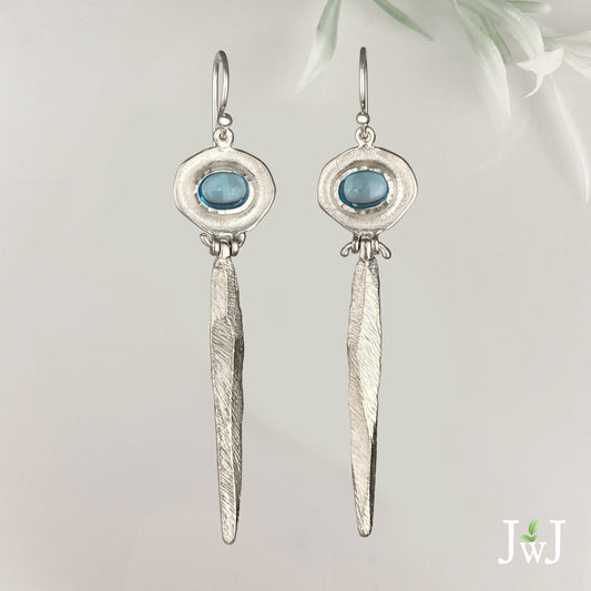 Blue Topaz Shield and Dagger Earrings