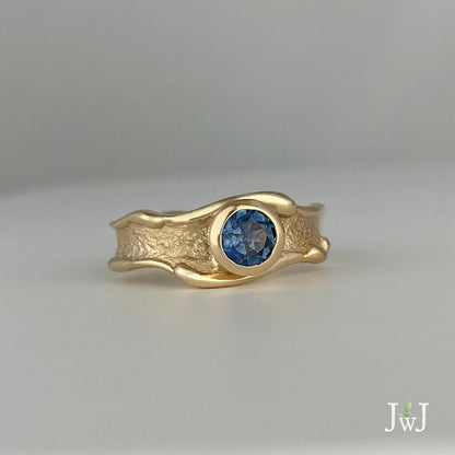 Sand Wave Engagement Ring Sandcast Sapphire