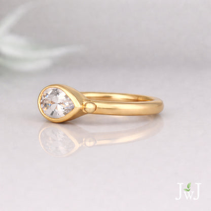 White Sapphire Engagement Ring Recycled Gold Stacking Rings Recycled Diamonds Eco Jewellery