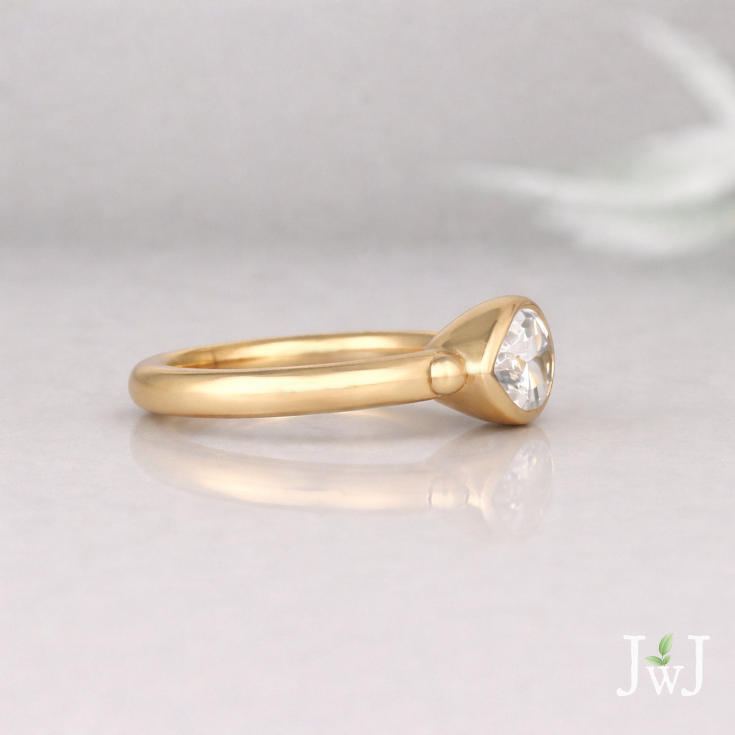 White Sapphire Engagement Ring Recycled Gold Stacking Rings Recycled Diamonds Eco Jewellery