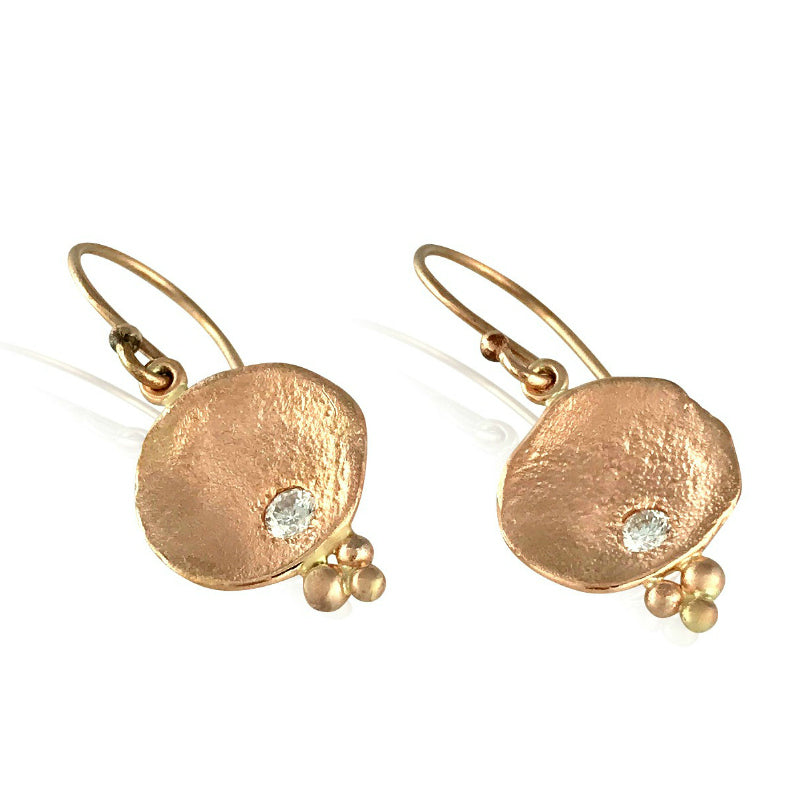 Sand Sea rose gold diamonds sandcast earrings Beach Ocean Wave Inspired Sustainable Jewellery eco friendly