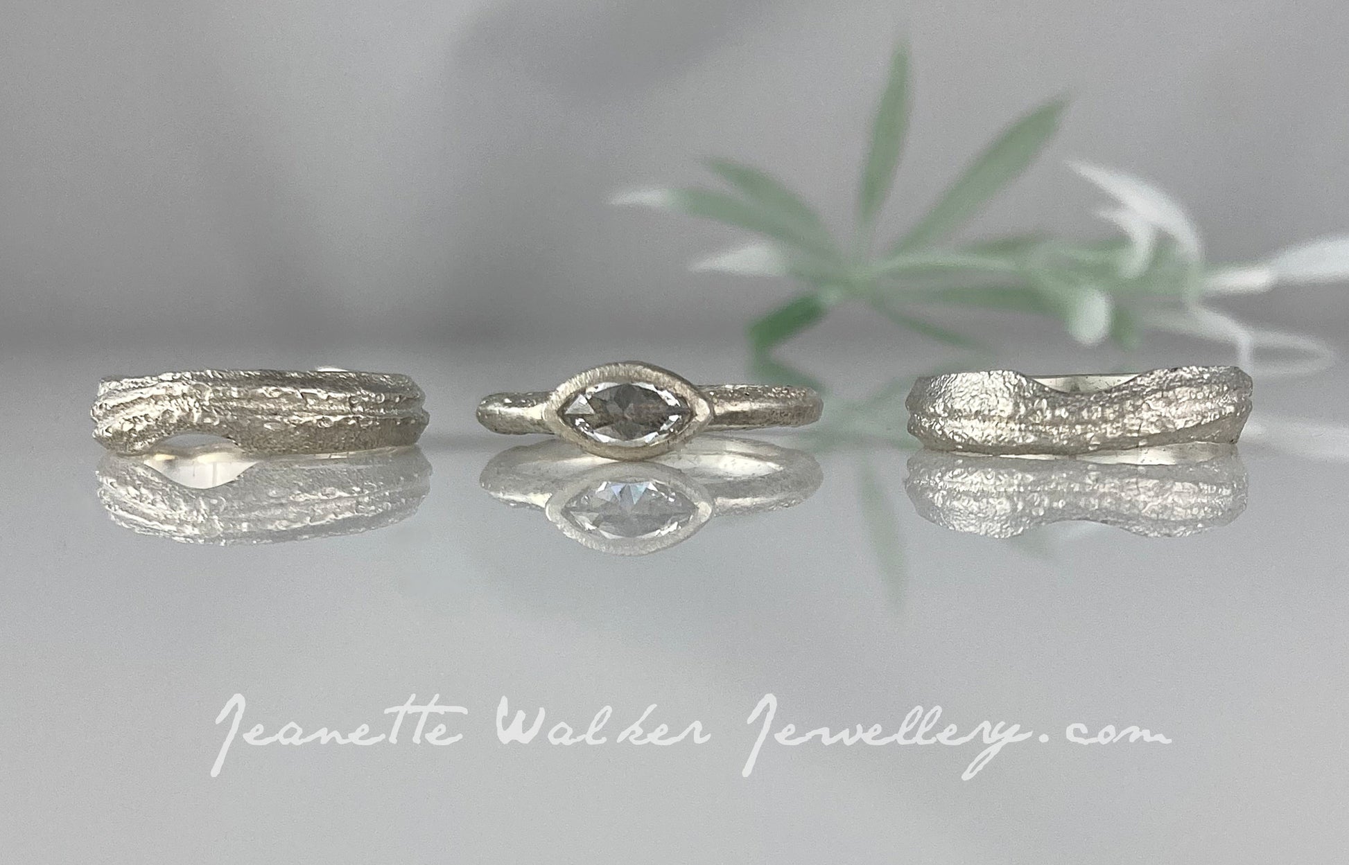 Actaea Ancient Sands Wedding Bands Recycled Diamonds Recycled Gold Sandcast