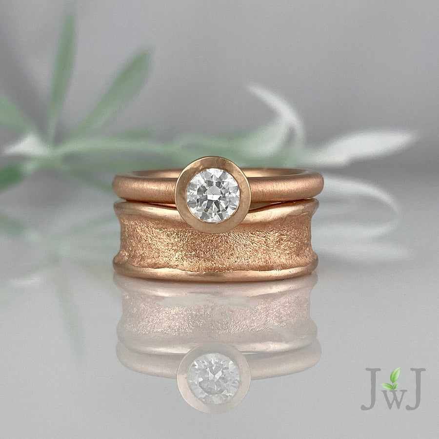 Engagement Ring Bridal Sandcast Recycled Gold Recycled Diamonds