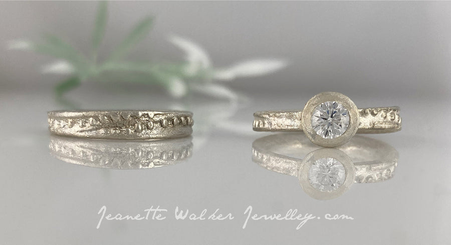 Annan Ancient Sands Wedding Band Set Recycled Gold Recycled Diamonds Eco Jewellery