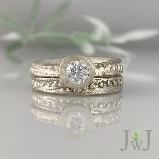 Annan Ancient Sands Wedding Band Set Recycled Gold Recycled Diamonds Eco Jewellery