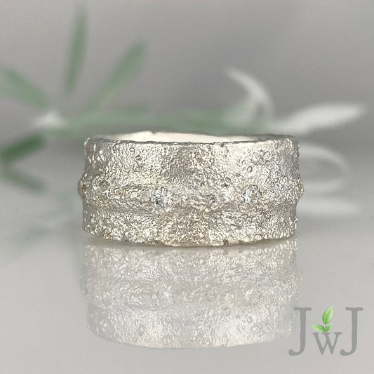 Atlantis Ancient Sands Wedding Band Recycled Diamonds Recycled Gold Eco Jewellery