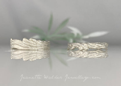 Ephyra Ancient Sands Wedding Bands Recycled Gold Recycled Diamonds Sandcast Bridal Jewellery