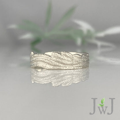 Ephyra Ancient Sands Wedding Ring Wide Sandcast Jewellery Recycled Gold