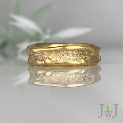 Sand Wave Wedding Ring Recycled Gold sandcast Jewellery
