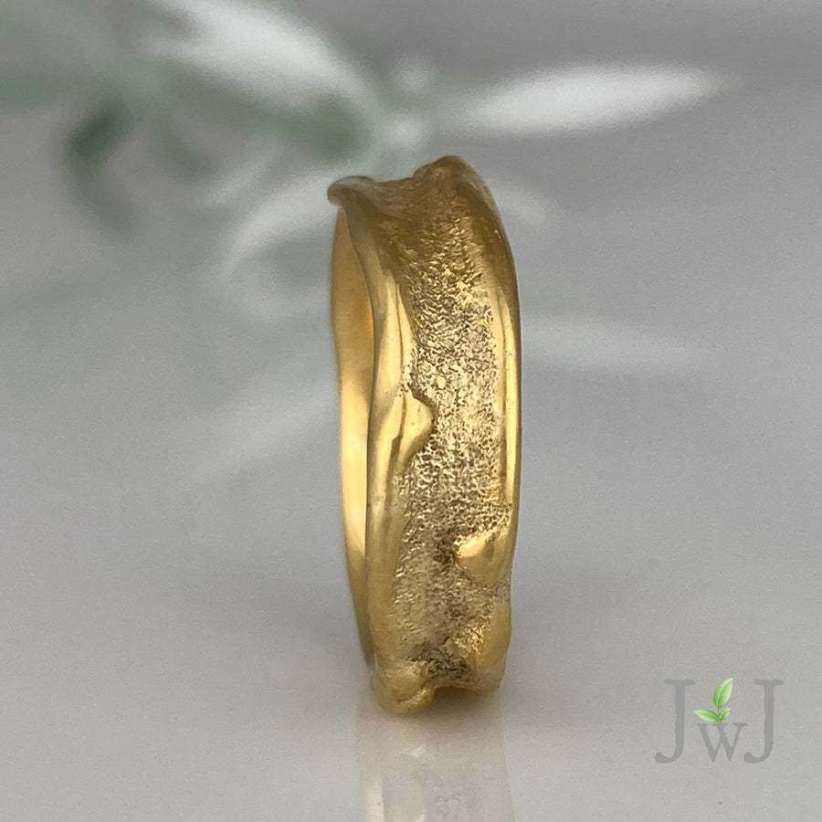 Sand Wave Wedding Ring Recycled Gold sandcast Jewellery