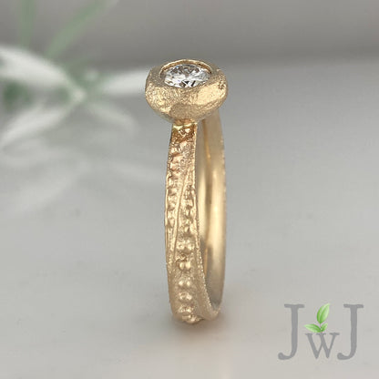 Erato Ancient Sands Engagement Ring Sandcast Enagement Ring Recycled Diamond Recycled Gold