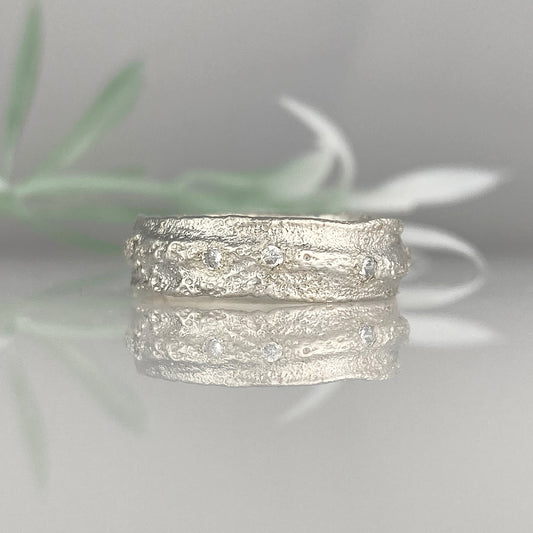 Atlantis Ancient Sands Wedding Band Recycled Diamonds Recycled Gold Eco Jewellery