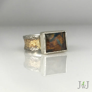Pietersite Gold dusted Ring