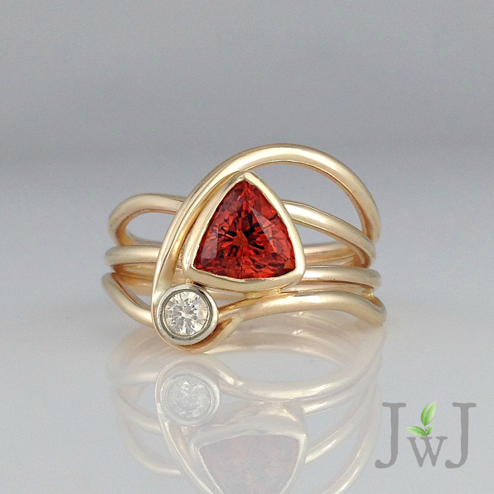 Red Horizon Ring Recycled Gold Spessartite Garnet