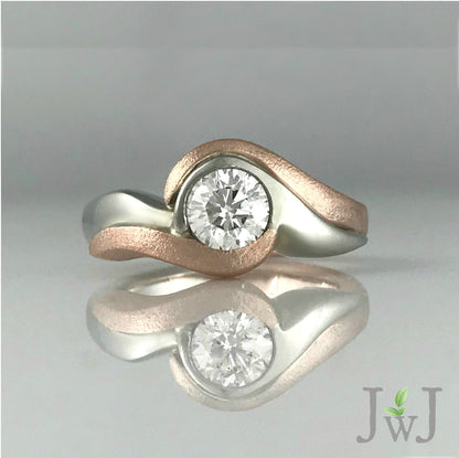 Red Shore Waves Diamond Ocean Inspired Jewellery Engagement Ring Rose Gold recycled Diamond Recycled Gold Eco Jewellery Engagement Ring