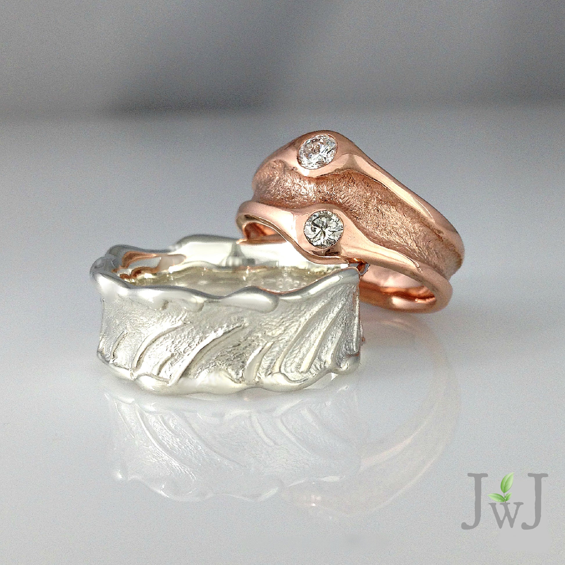 Wheat Grass Ring White Gold Sandcast