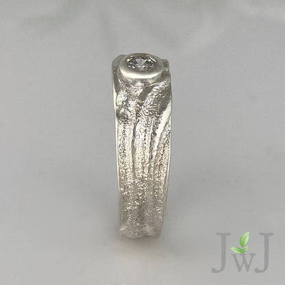 Telesto Ancient Sands engagement Ring Sandcast Jewellery Recycled Gold Recycled Diamonds