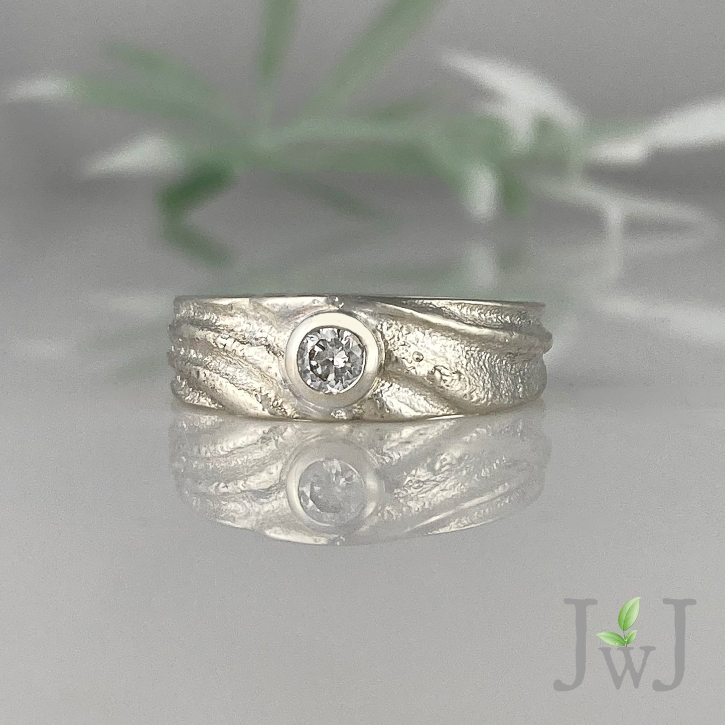 Telesto Ancient Sands engagement Ring Sandcast Jewellery Recycled Gold Recycled Diamonds