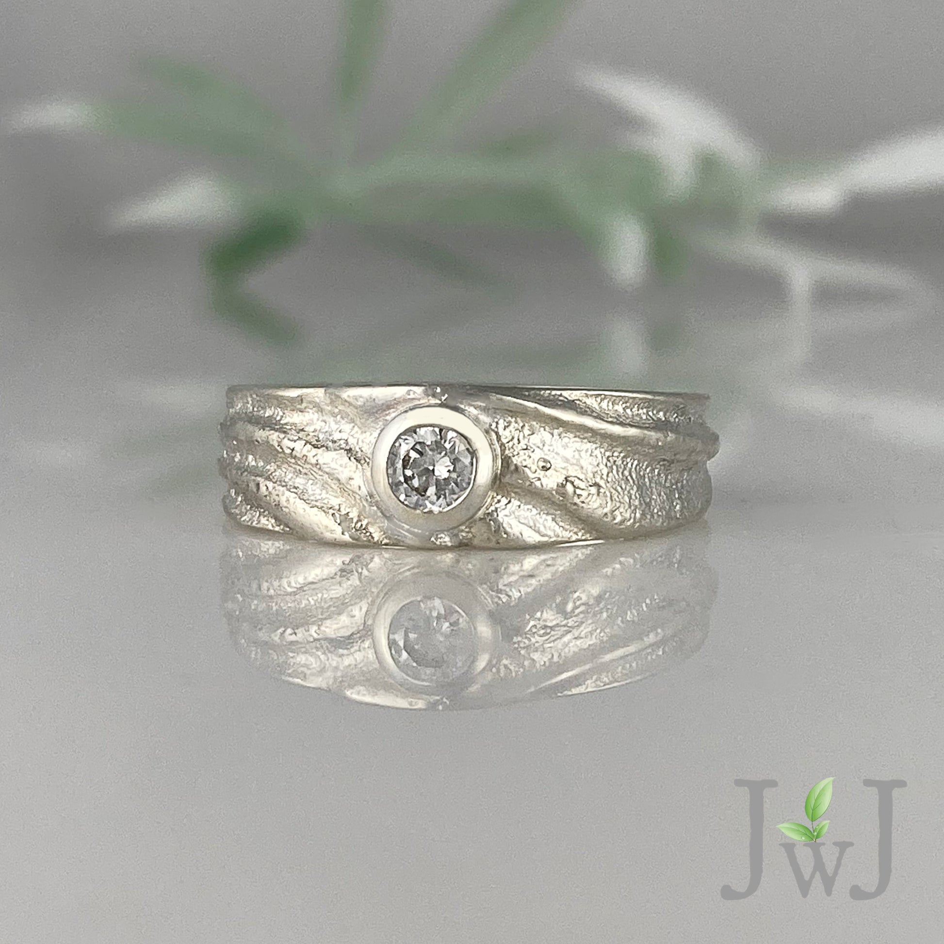 Telesto Ancient Sands engagement Ring Sandcast Jewellery Recycled Gold Recycled Diamonds