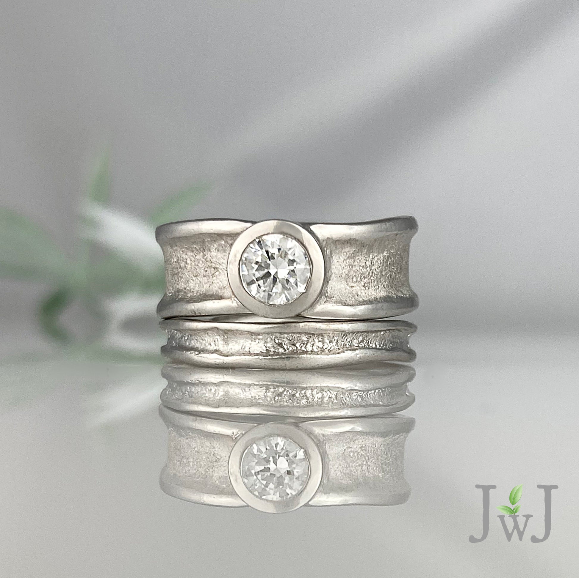 Engagement Ring Bridal Sandcast Recycled Gold Recycled Diamonds