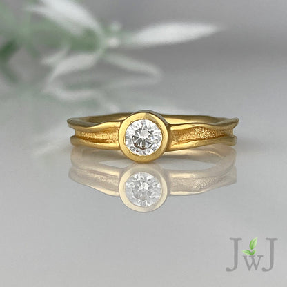Engagement Ring Bridal Sandcast Recycled Gold Recycled Diamonds
